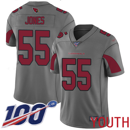 Arizona Cardinals Limited Silver Youth Chandler Jones Jersey NFL Football #55 100th Season Inverted Legend